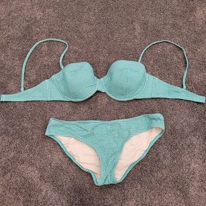 J. Crew Green Gingham Bikini Set 34D | S